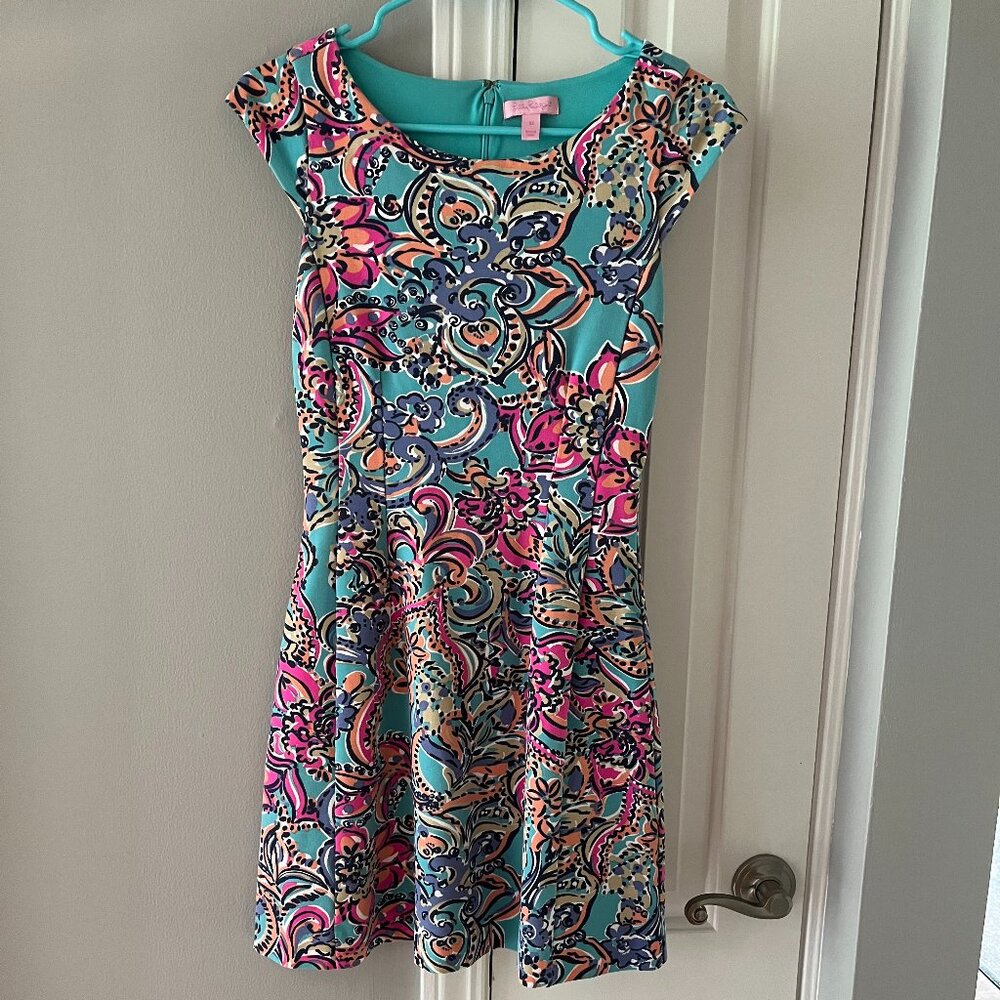 LILLY PULITZER Briella Bait & Switch Dress Aqua Women’s Size Extra Small
